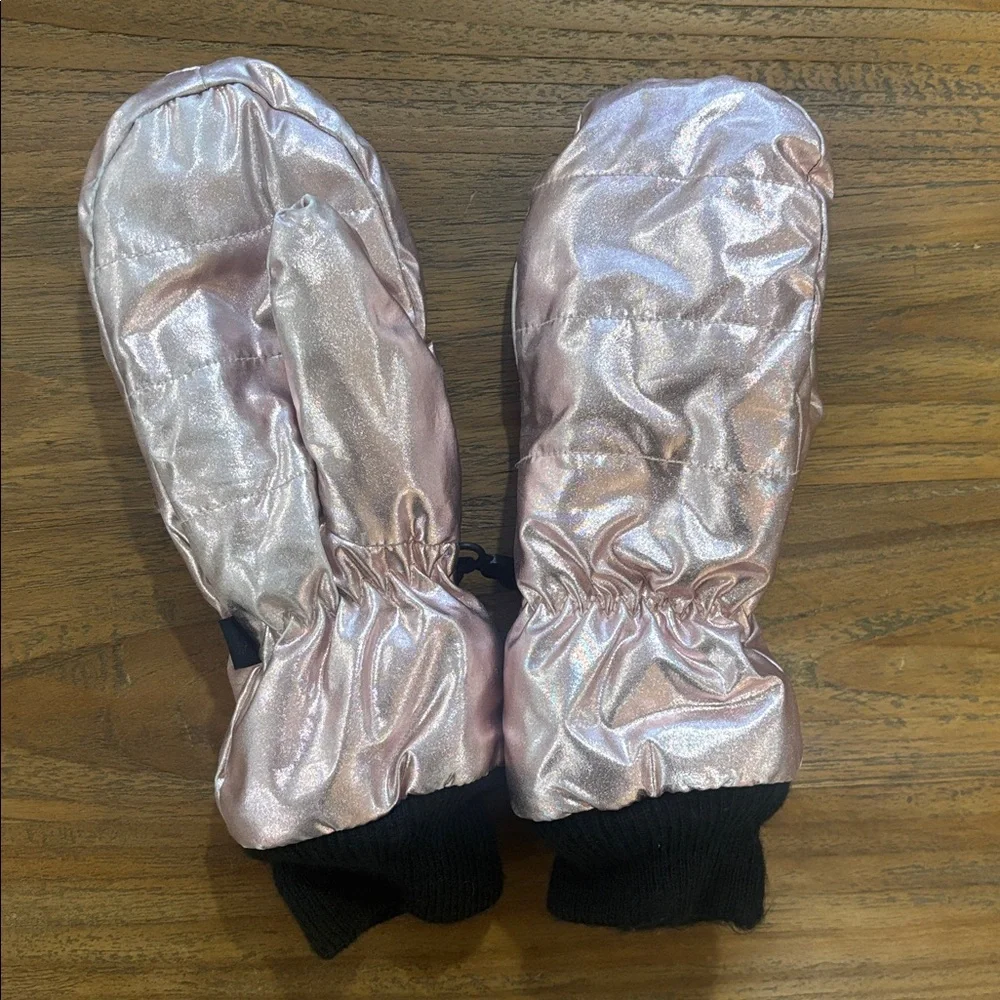 BOGO DEAL Girls Metallic Pink Mittens